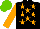 Silk - Black, orange stars , sleeves, light green cap