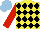 Silk - Yellow, black diamonds, red sleeves, light blue cap