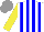 Silk - White, blue stripes, yellow sleeves, grey cap