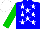 Silk - Blue, white stars, green sleeves, white cap