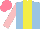 Silk - Light blue, yellow stripe, pink sleeves, salmon cap