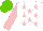 Silk - White, pink stars, pink sleeves, light green cap