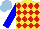 Silk - Yellow, red diamonds, blue sleeves, light blue cap