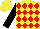 Silk - Yellow, red diamonds, black sleeves, yellow cap