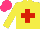 Silk - Yellow, red cross, hot pink cap