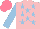 Silk - Pink, light blue stars, sleeves, salmon cap