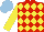 Silk - Red, yellow diamonds, yellow sleeves, light blue cap