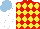 Silk - Red, yellow diamonds, white sleeves, light blue cap