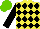 Silk - Yellow, black diamonds, black sleeves, light green cap