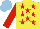 Silk - Yellow, red stars , sleeves, light blue cap