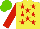 Silk - Yellow, red stars , sleeves, light green cap