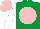 Silk - emerald green, pink disc, white sleeves, pink cap