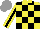 Silk - Yellow, black checks, yellow sleeves, black stripe, yellow collar, grey cap