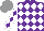 Silk - Purple, white diamonds, white sleeves, purple diamond stripe sleeves, grey cap