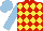 Silk - Red, yellow diamonds, light blue sleeves, light blue cap