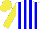 Silk - White, blue stripes, yellow sleeves, yellow cap