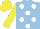 Silk - Light blue,white spots,yellow sleeves, yellow cap