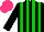 Silk - Black, green stripes, hot pink cap