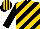 Silk - Black, gold diagonal stripes, black and gold striped cap