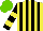 Silk - Yellow, black stripes, black sleeves ,yellow, black, yellow horizontal stripes, light green cap