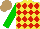 Silk - Yellow,red diamonds,green sleeves, light brown cap