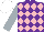 Silk - Purple,pink diamonds,silver sleeves, white cap
