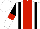 Silk - White, red stripe, black braces, black and white halves sleeves, red armlets