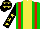 Silk - Green, red braces, yellow stripe, black sleeves, yellow stars, black cap, yellow stars, collar