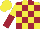Silk - Yellow and maroon check, halved sleeves, yellow cap