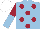 Silk - LIGHT BLUE, MAROON spots, MAROON and LIGHT BLUE halved sleeves, WHITE cap