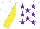 Silk - White, purple stars, yellow sleeves, white cap