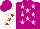 Silk -  dark violet, pink stars, white sleeves, red stars