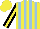 Silk - Yellow, lightblue stripes, black sleeves with yellow stripe, fuzzy wuzzy cap
