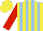 Silk - Yellow, light blue stripes, red sleeves, yellow cap