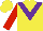 Silk - Yellow, purple chevron, red sleeves, yellow cap