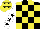 Silk - Black and yellow blocks, white sleeves, black stars, yellow cap, black stars