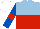 Silk - light blue and red halved horizontally, royal blue  sleeves, red hoop on white cap