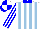 Silk - White, light blue stripes, white sleeves, blue stripes, collar, cap, white quarters