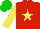 Silk - Red, yellow star, sleeves green, cap red, green quartered