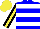 Silk - Blue, white hoops, black slvs, yellow stripe, cap