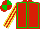 Silk - Red, green seams, red sleeves with yellow stripes, red and green quartered cap