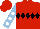 Silk - Red, black diamond hoop, light blue sleeves with white spots