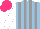 Silk - Light blue,grey stripes,white sleeves, hot pink cap