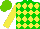 Silk - Green, yellow diamonds, yellow sleeves, light green cap