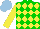 Silk - Green, yellow diamonds, yellow sleeves, light blue cap