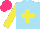 Silk - Sky blue, yellow cross, sleeves, hot pink cap