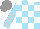 Silk - Sky blue, white checks, sky blue sleeves, pink stars, grey cap