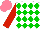 Silk - White, green diamonds, red sleeves, salmon cap
