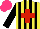 Silk - Yellow, black stripes, red cross, black sleeves, hot pink cap