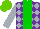 Silk - Purple, silver diamonds, green stripe, silver sleeves, light green cap